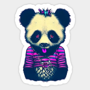Weird Punk Panda Bear Sticker
